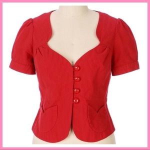 ANTHRO MERMAID | “Mariette” Cropped Red Jacket